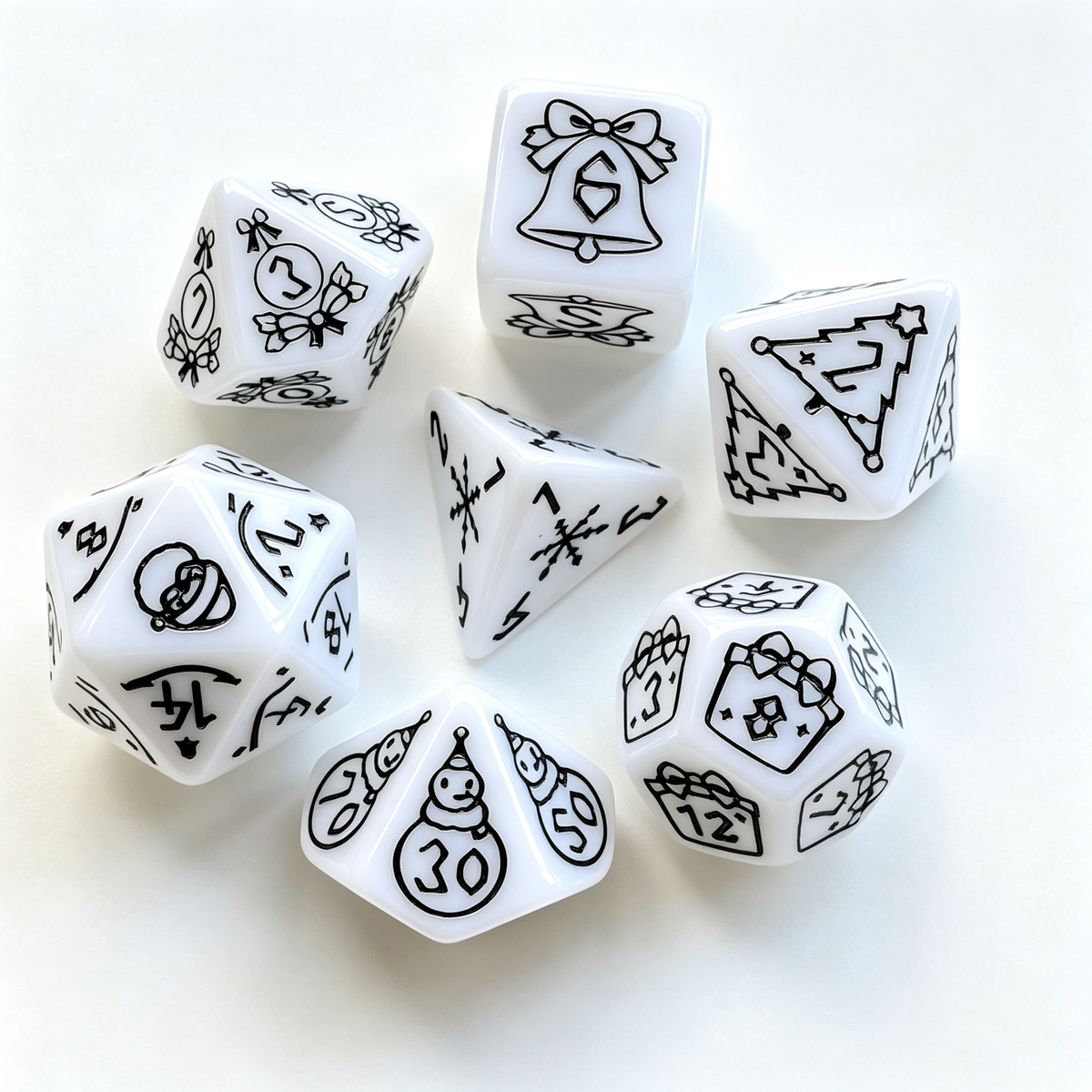 Christmas-Themed Polyhedral Dice Set