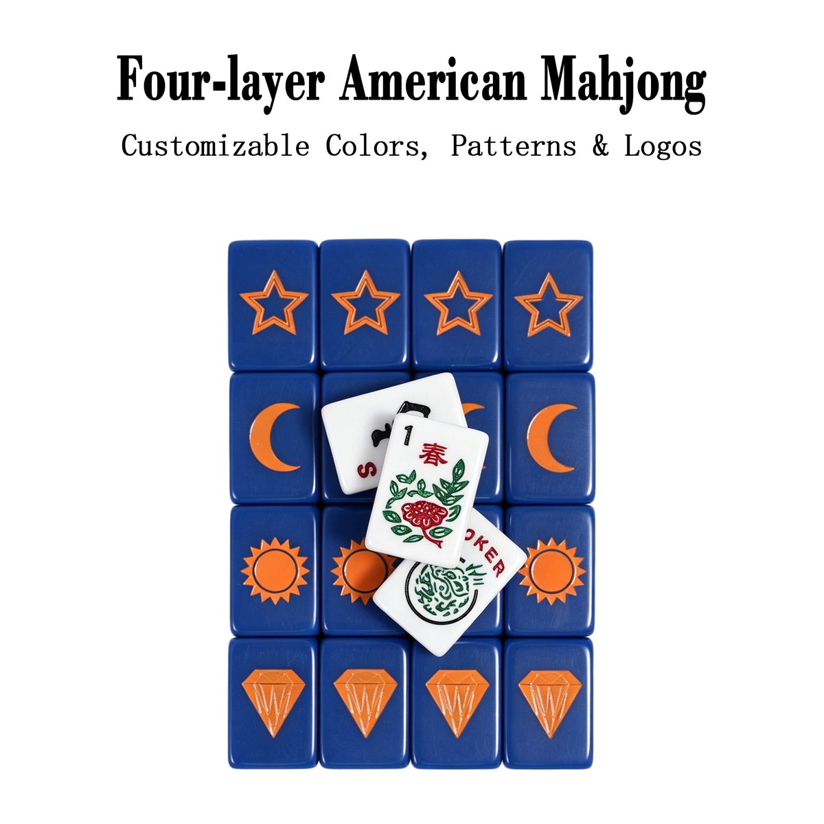 Blue Four-Layer Acrylic American Mahjong Tiles