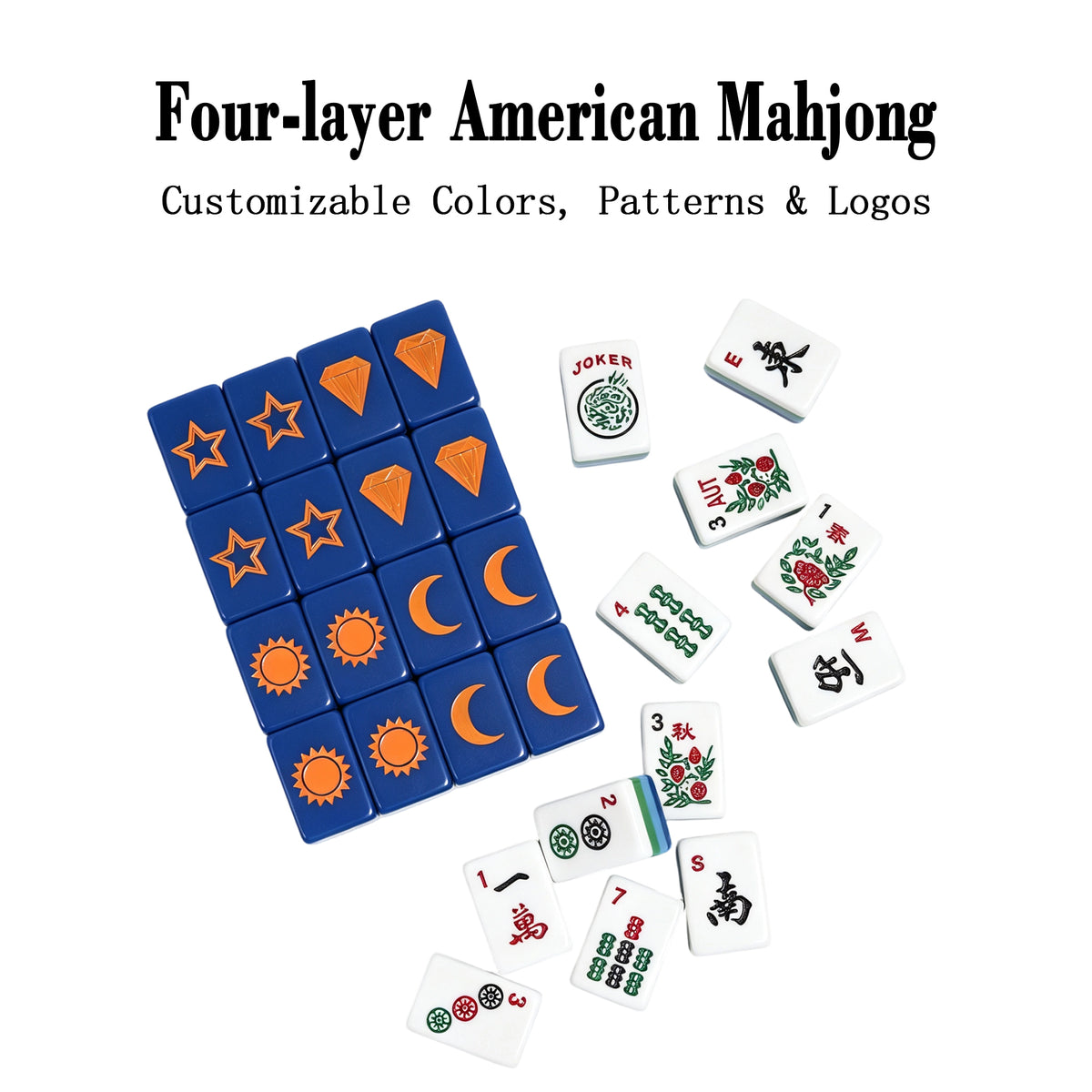 Blue Four-Layer Acrylic American Mahjong Tiles