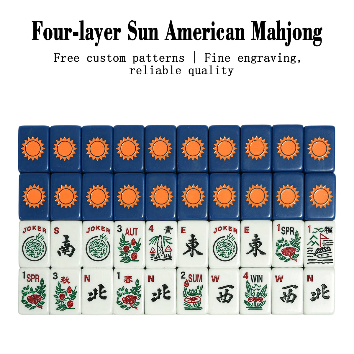 Blue Four-Layer Acrylic American Mahjong Tiles