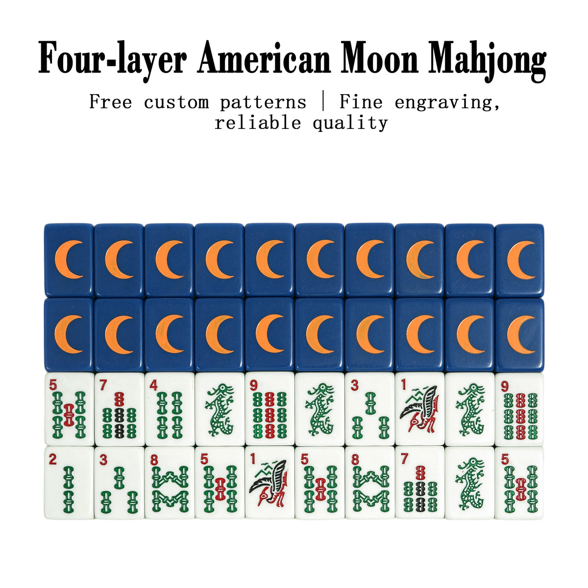 Blue Four-Layer Acrylic American Mahjong Tiles