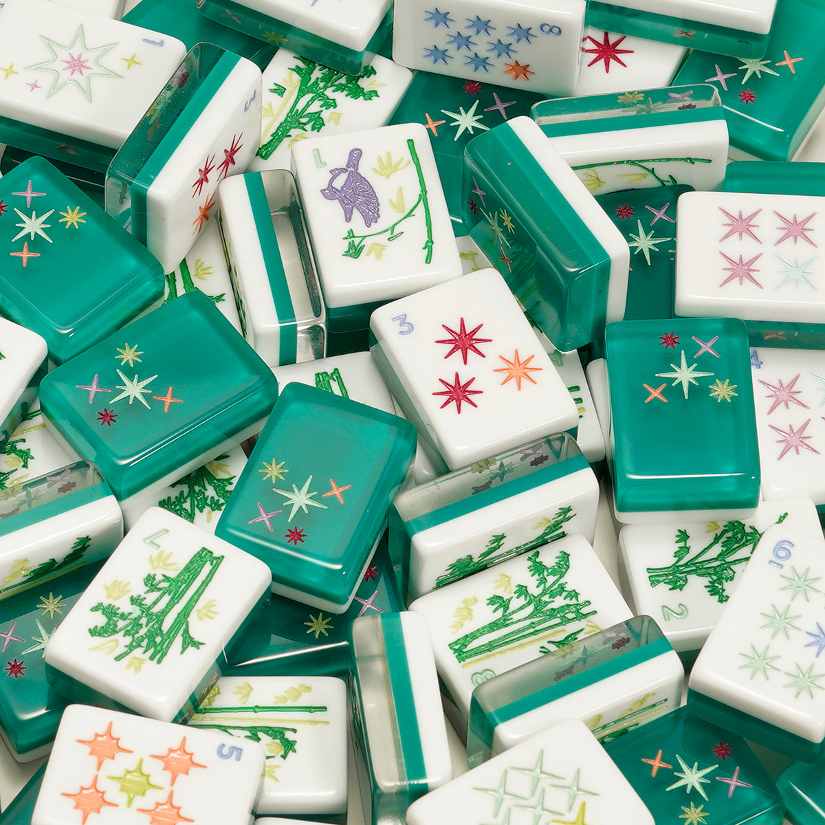 Three-Layer Green Acrylic American Mahjong Tiles