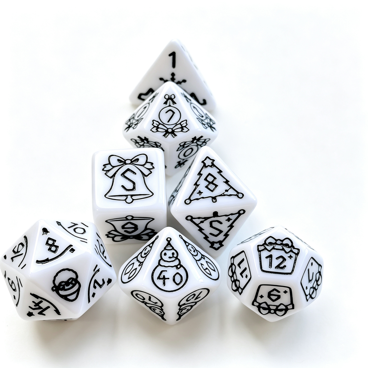 Christmas-Themed Polyhedral Dice Set
