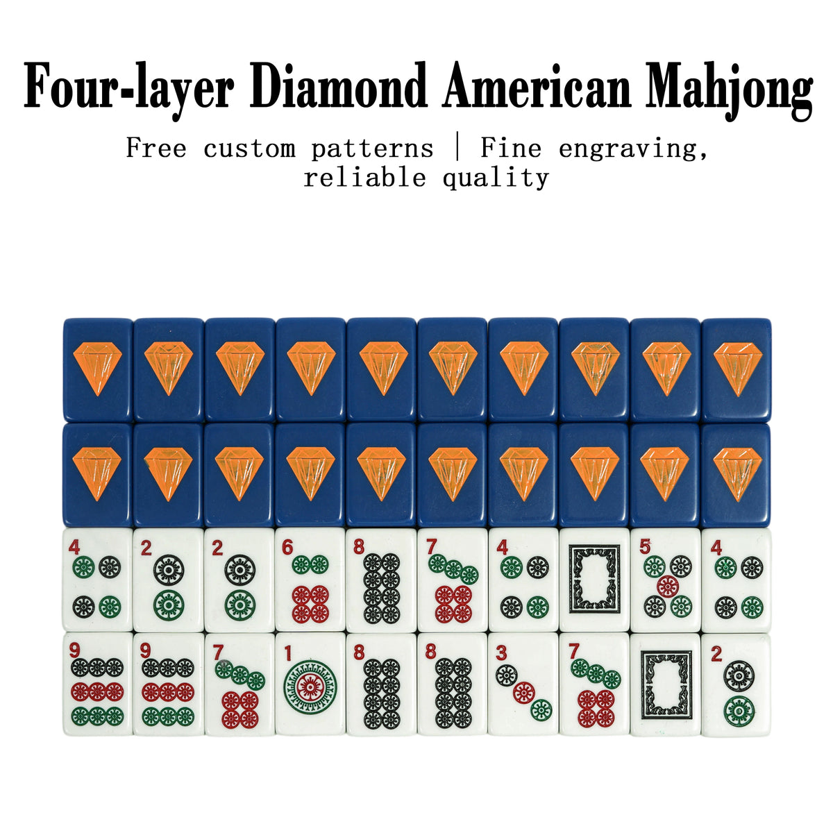 Blue Four-Layer Acrylic American Mahjong Tiles