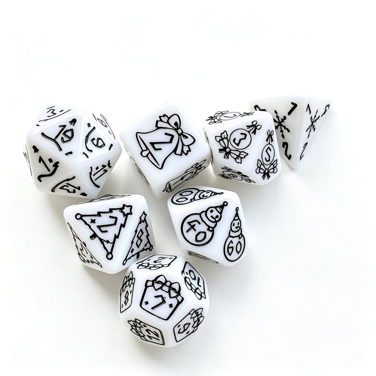 Christmas-Themed Polyhedral Dice Set