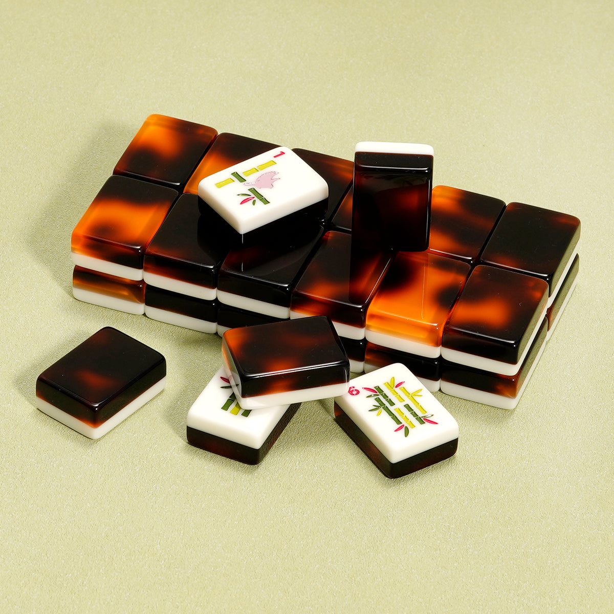 Tortoiseshell Two-Layer Acrylic American Mahjong Tiles