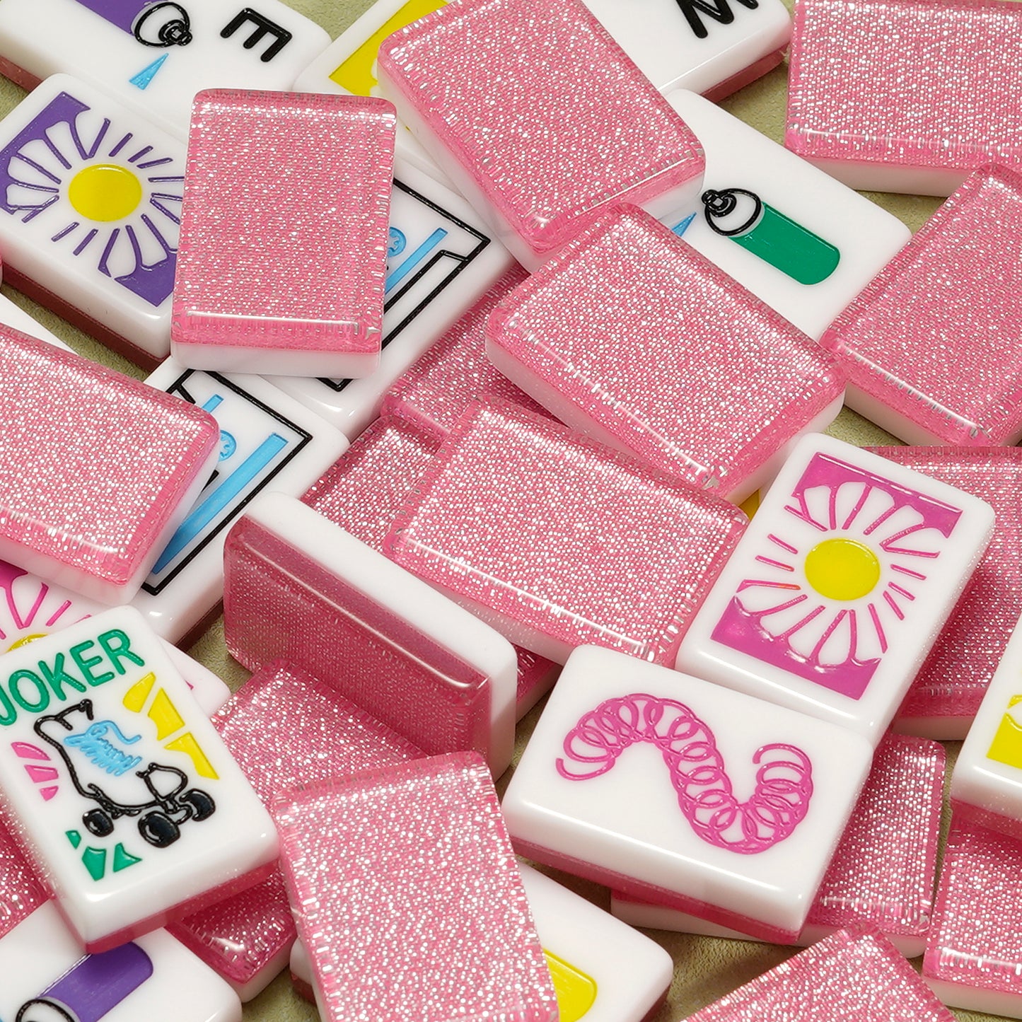 Pink Sparkle American Mahjong Tiles