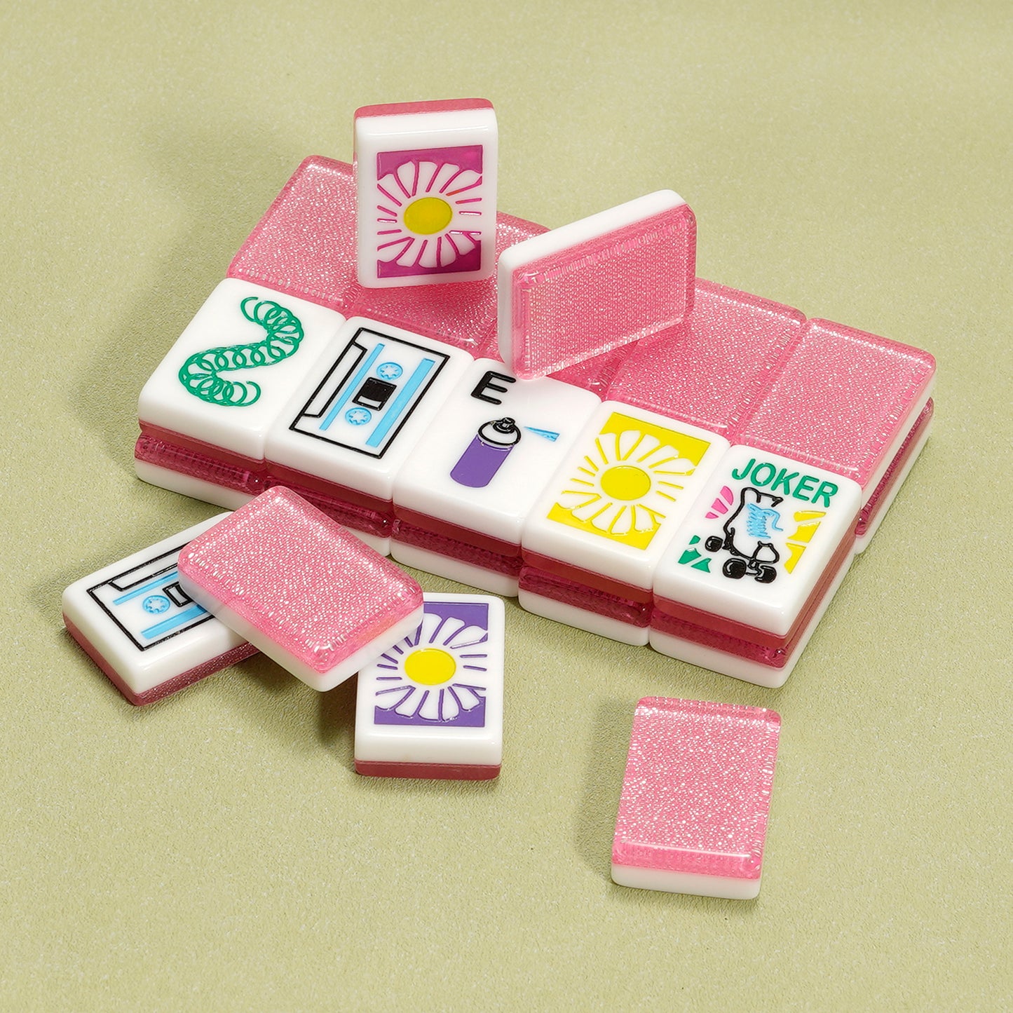 Pink Sparkle American Mahjong Tiles