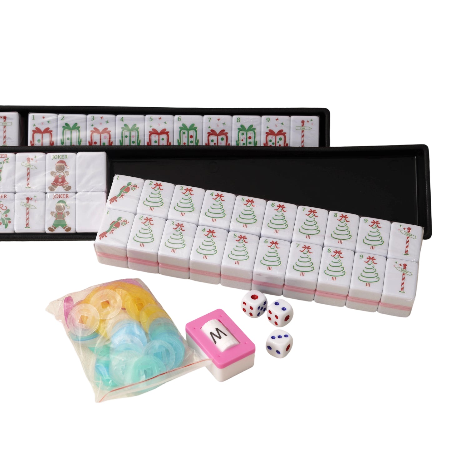 Christmas‑themed Melamine American Mahjong Set