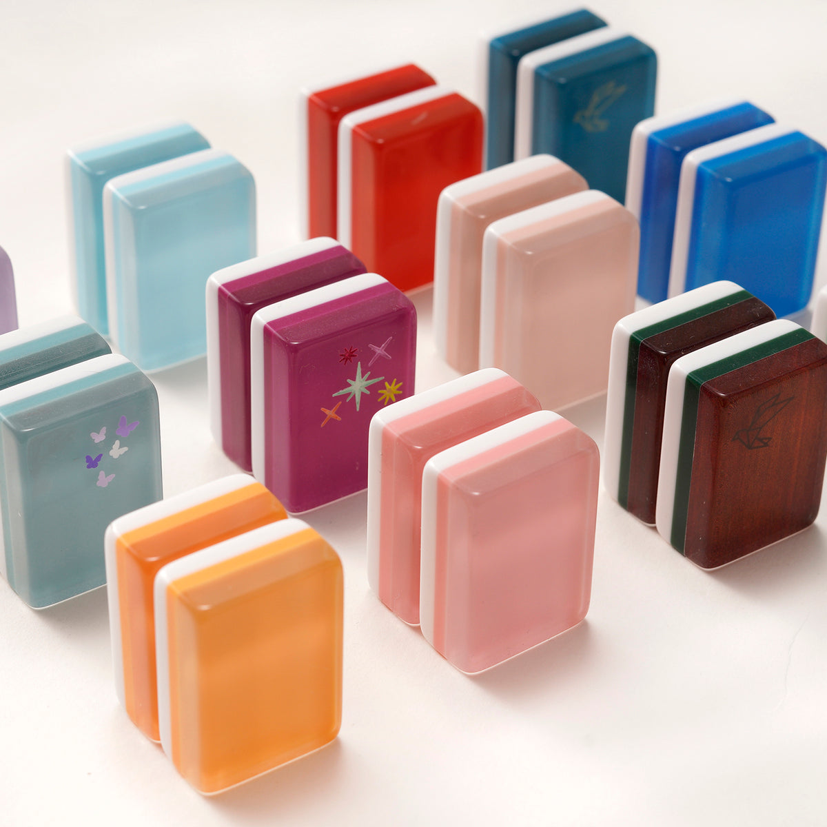 Three‑layer acrylic mahjong tiles