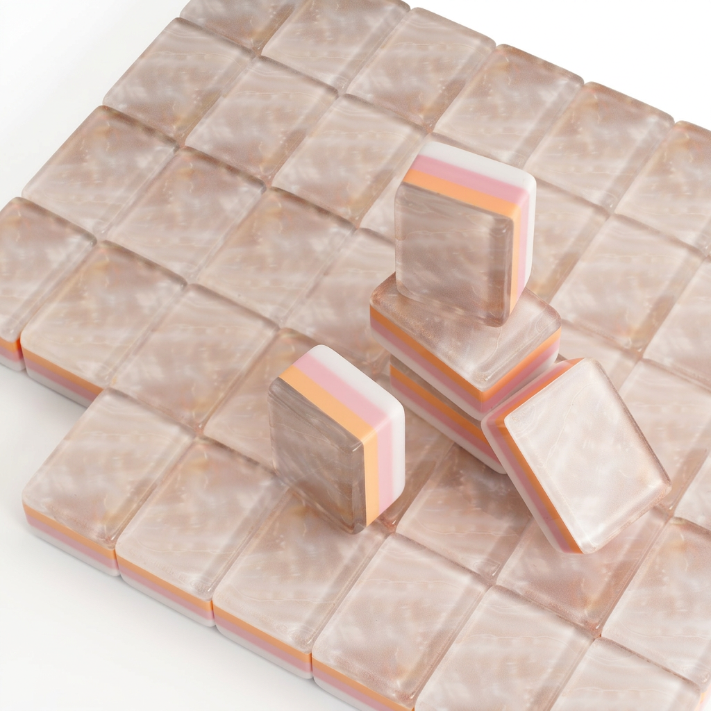 Four-Layer Mahjong Tiles with Marble Pattern