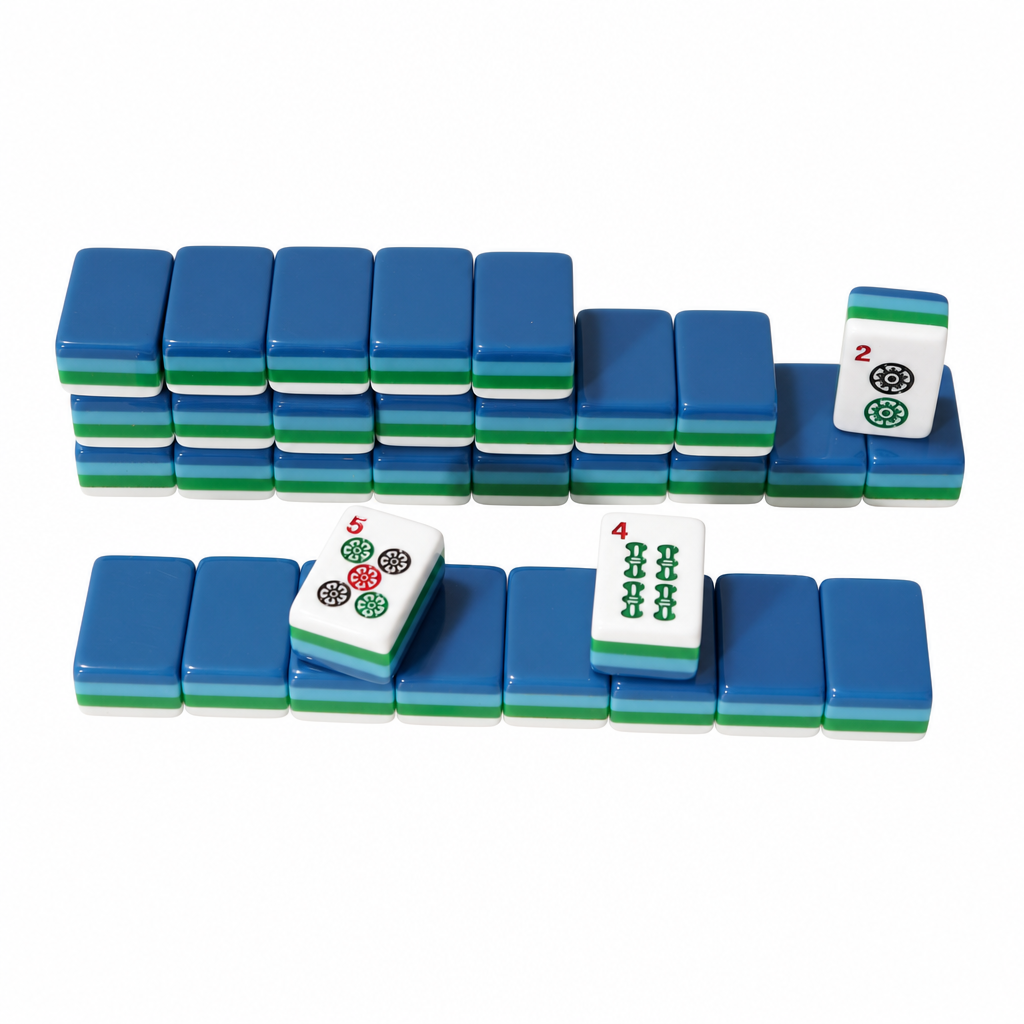 Blue-Green Four-Layer Mahjong Tiles