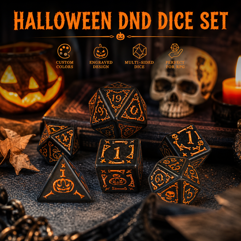 Halloween-Themed Polyhedral Dice Set
