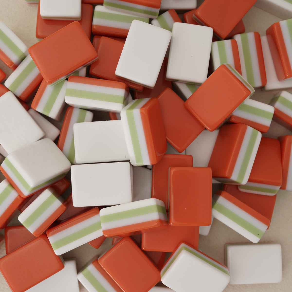 Orange & Green Four-Layer Acrylic Blank Mahjong Tiles