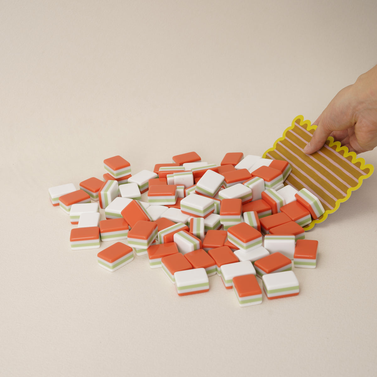 Orange & Green Four-Layer Acrylic Blank Mahjong Tiles