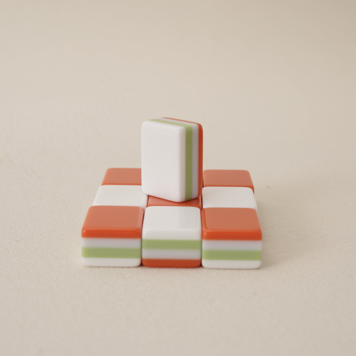 Orange & Green Four-Layer Acrylic Blank Mahjong Tiles