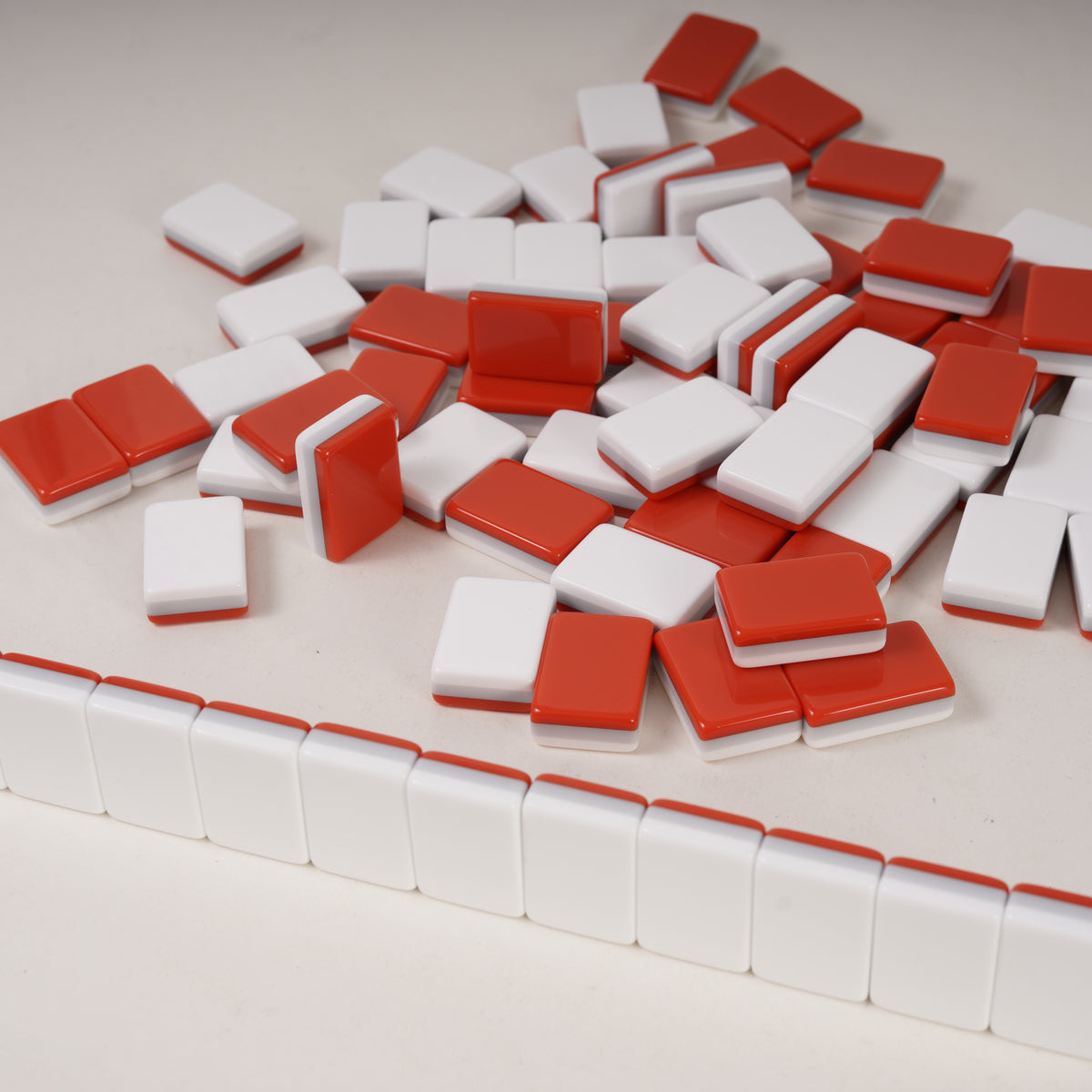 Red & Grey Three-Layer Acrylic Blank Mahjong Tiles