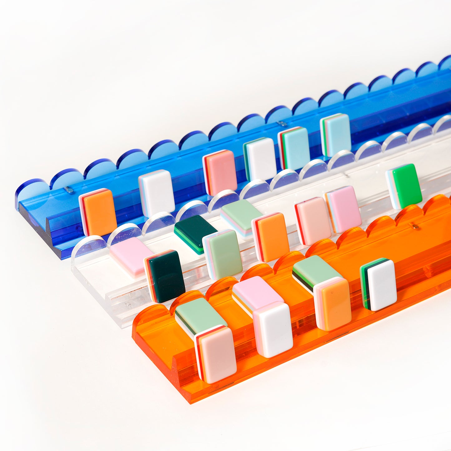 Wavy Magnetic Acrylic Mahjong Tile Rack&Pusher