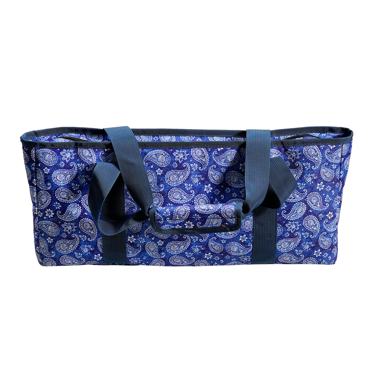 Dark Blue Patterned Mahjong Canvas Tote Bag