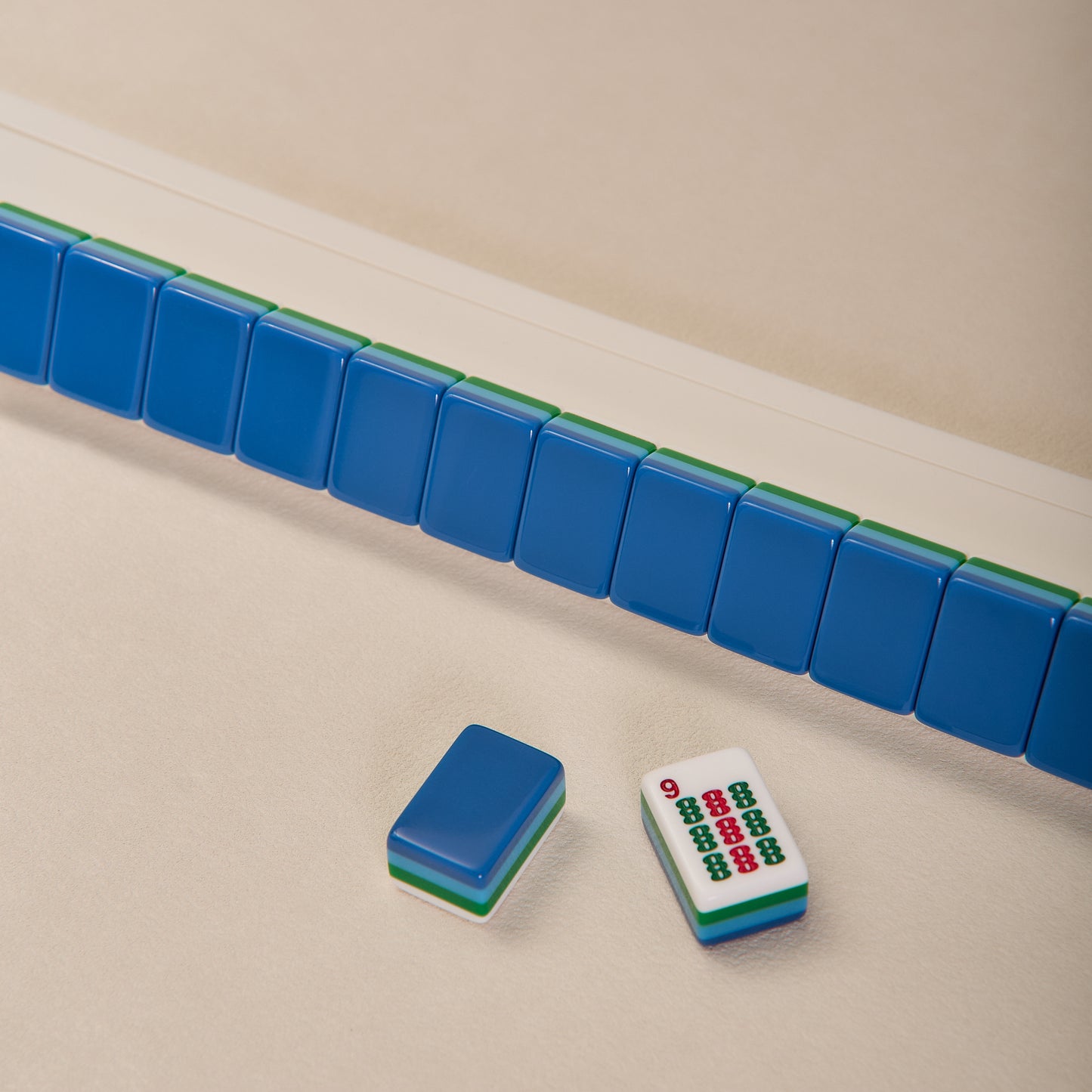 Blue-Green Four-Layer Mahjong Tiles