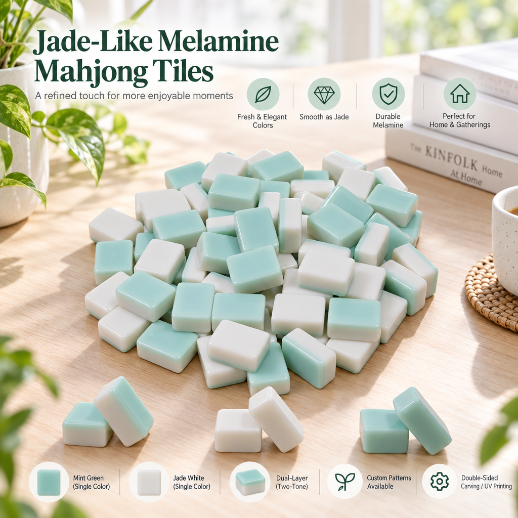 Jade-Color Melamine Mahjong Tiles
